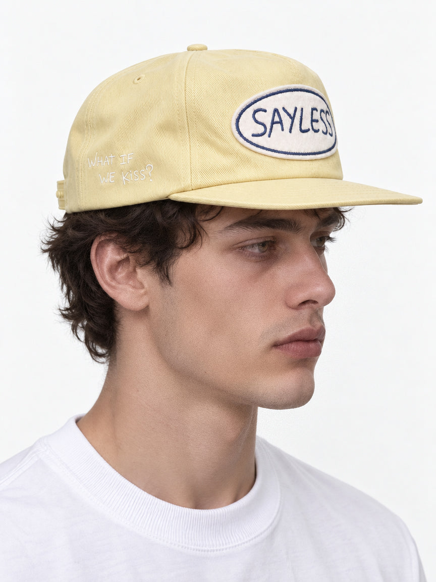 Cap "What if we kiss?" - Pale yellow