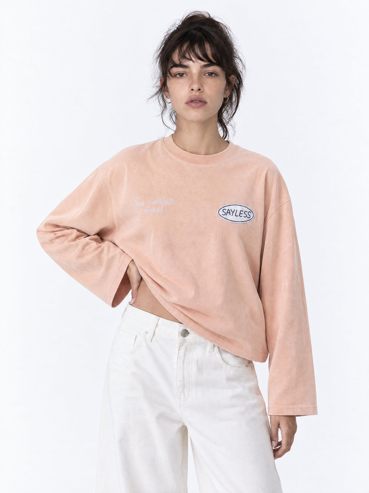 Long sleeve "Is it too early for wine?" - Terracota washed