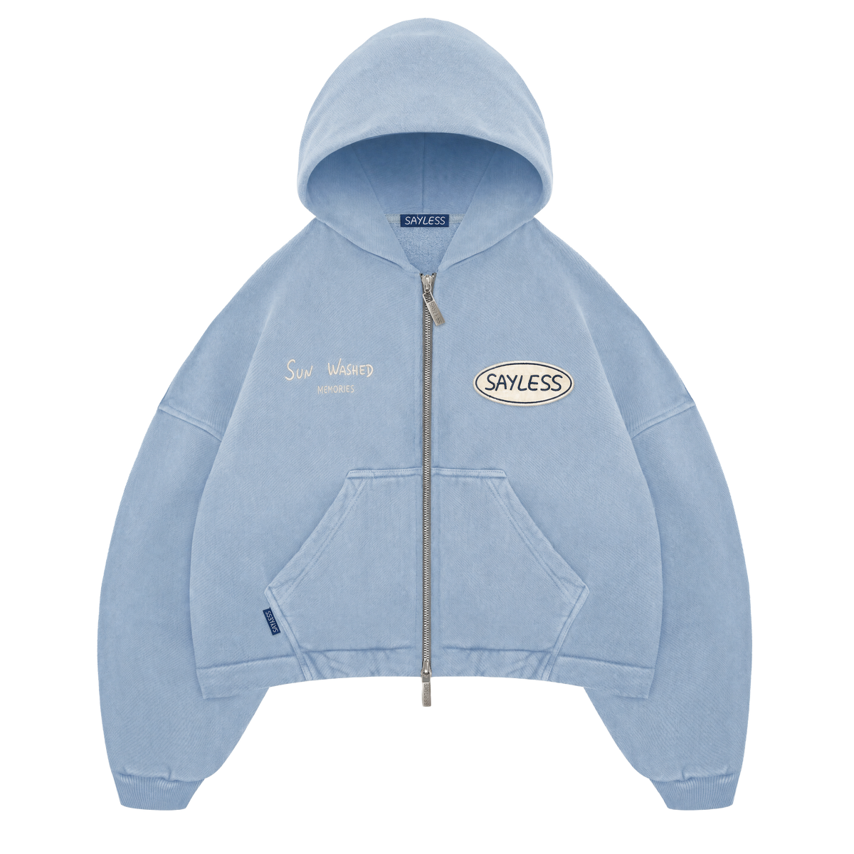 Zipped hoodie"Sometimes you just need a one-way flight" - Washed blue