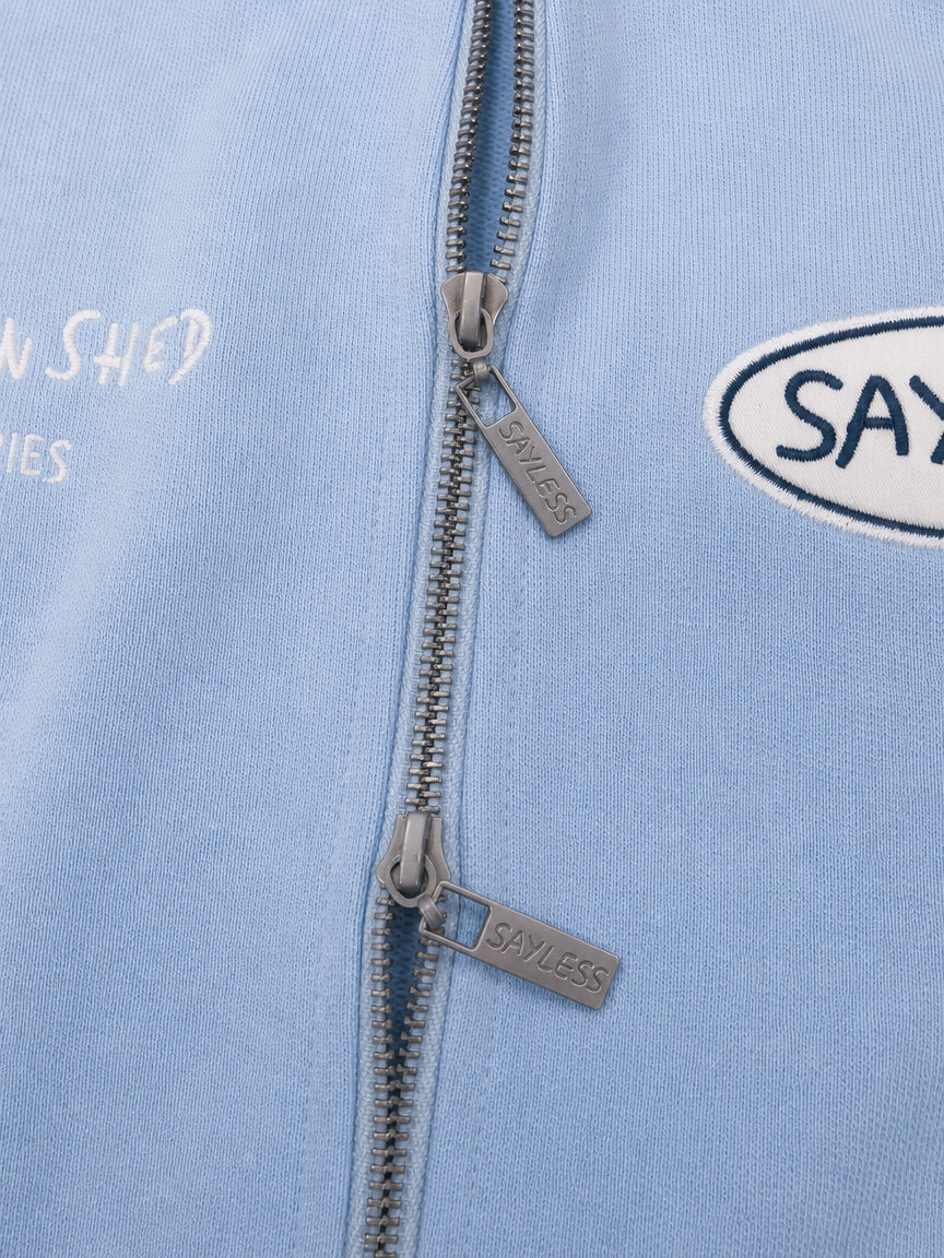 Zipped hoodie"Sometimes you just need a one-way flight" - Washed blue