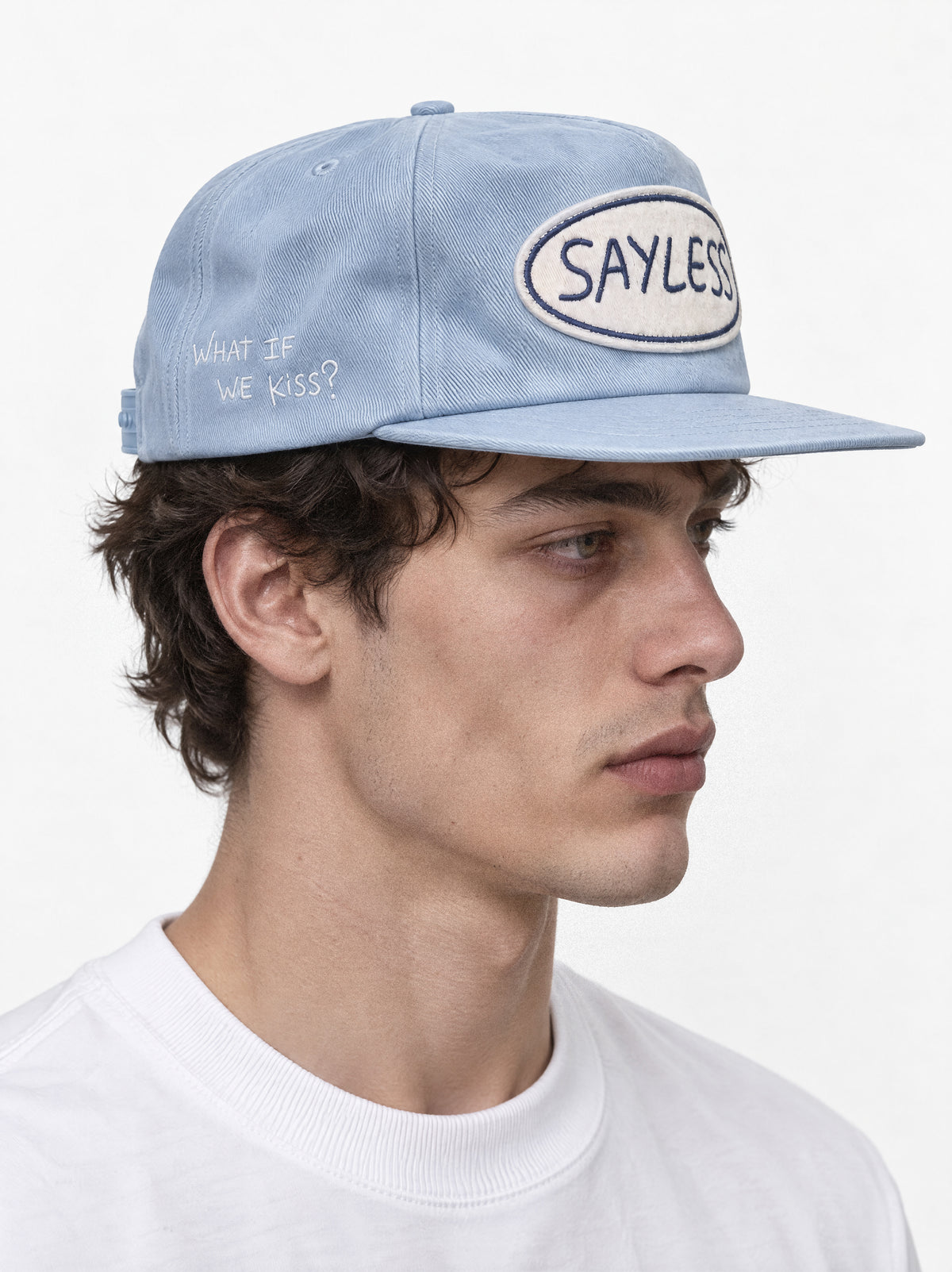Cap "What if we kiss?" - Sky blue