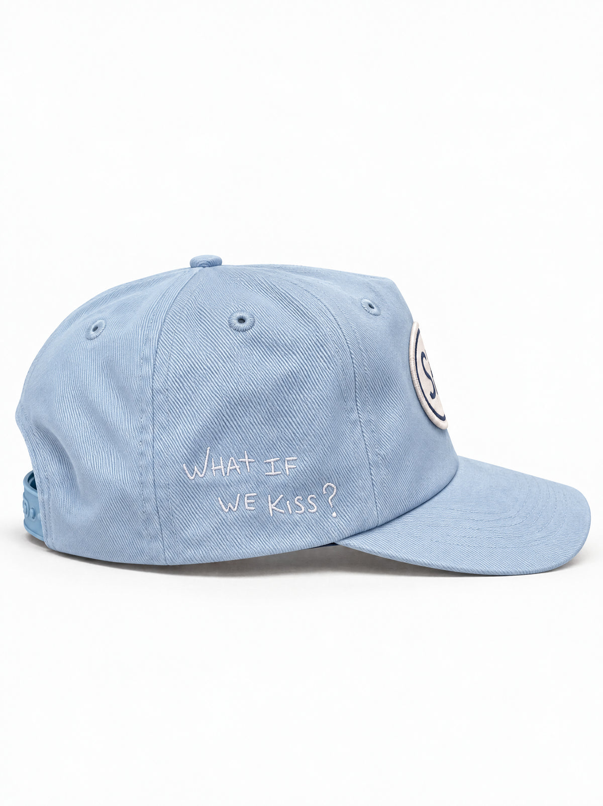 Cap "What if we kiss?" - Sky blue