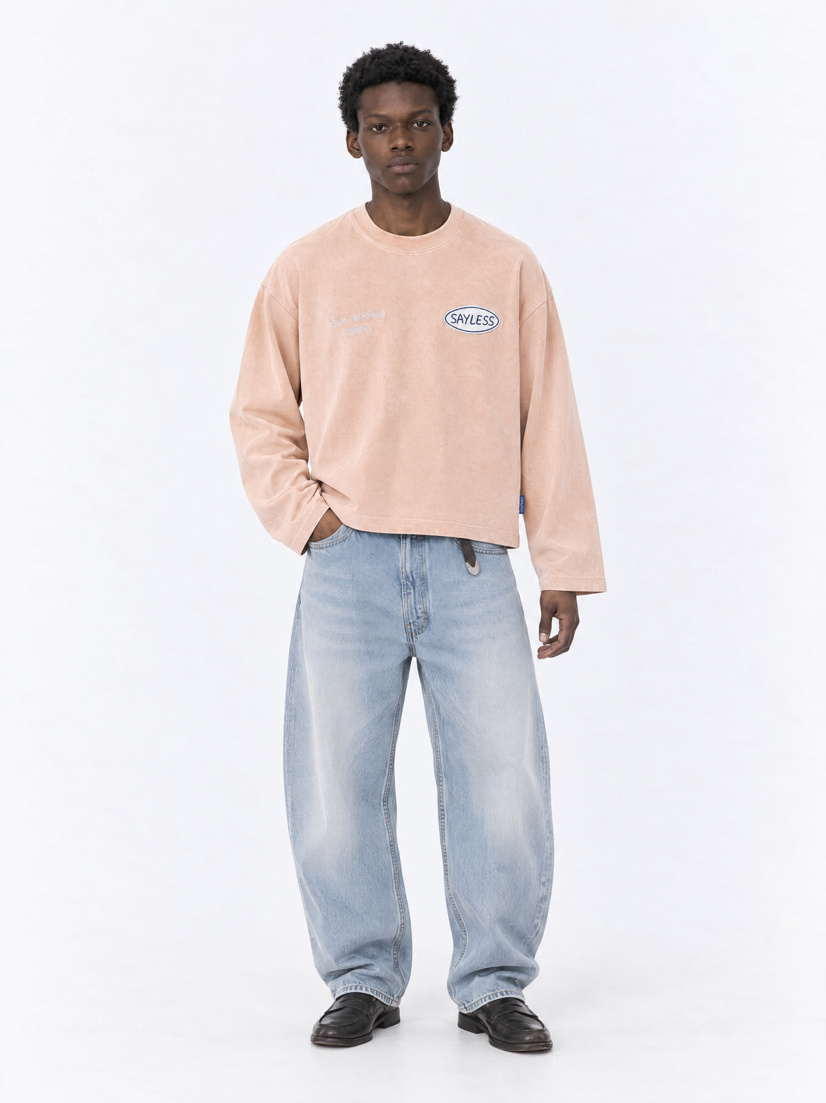Long sleeve "Is it too early for wine?" - Terracota washed