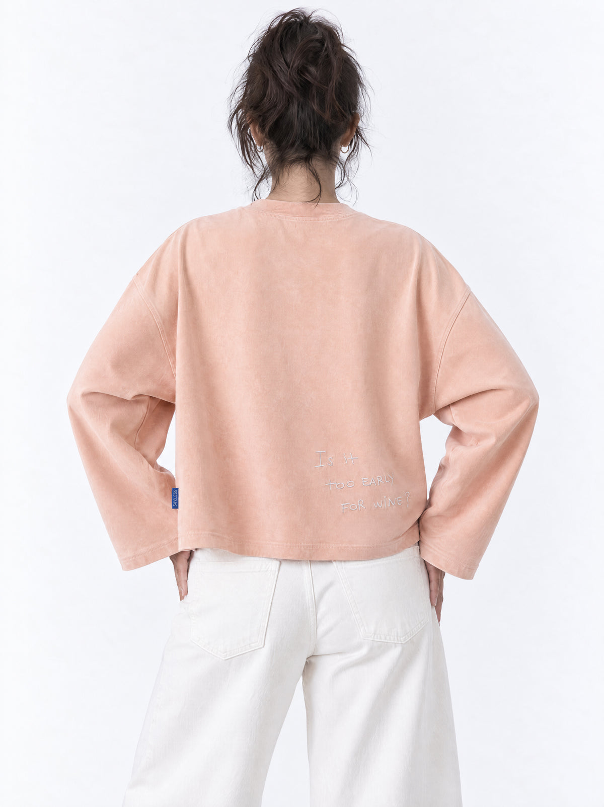 Long sleeve "Is it too early for wine?" - Terracota washed