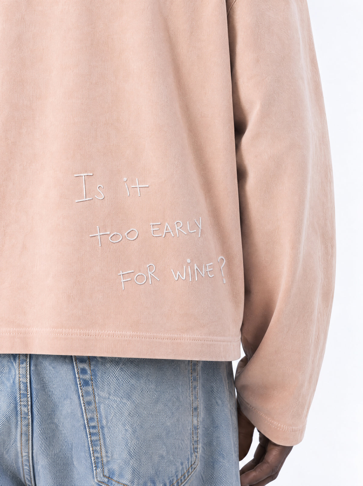 Long sleeve "Is it too early for wine?" - Terracota washed