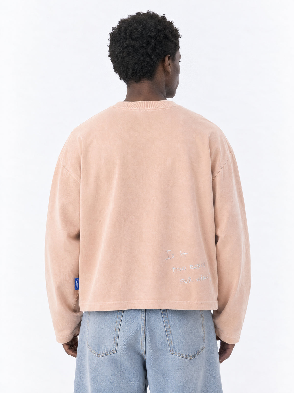 Long sleeve "Is it too early for wine?" - Terracota washed