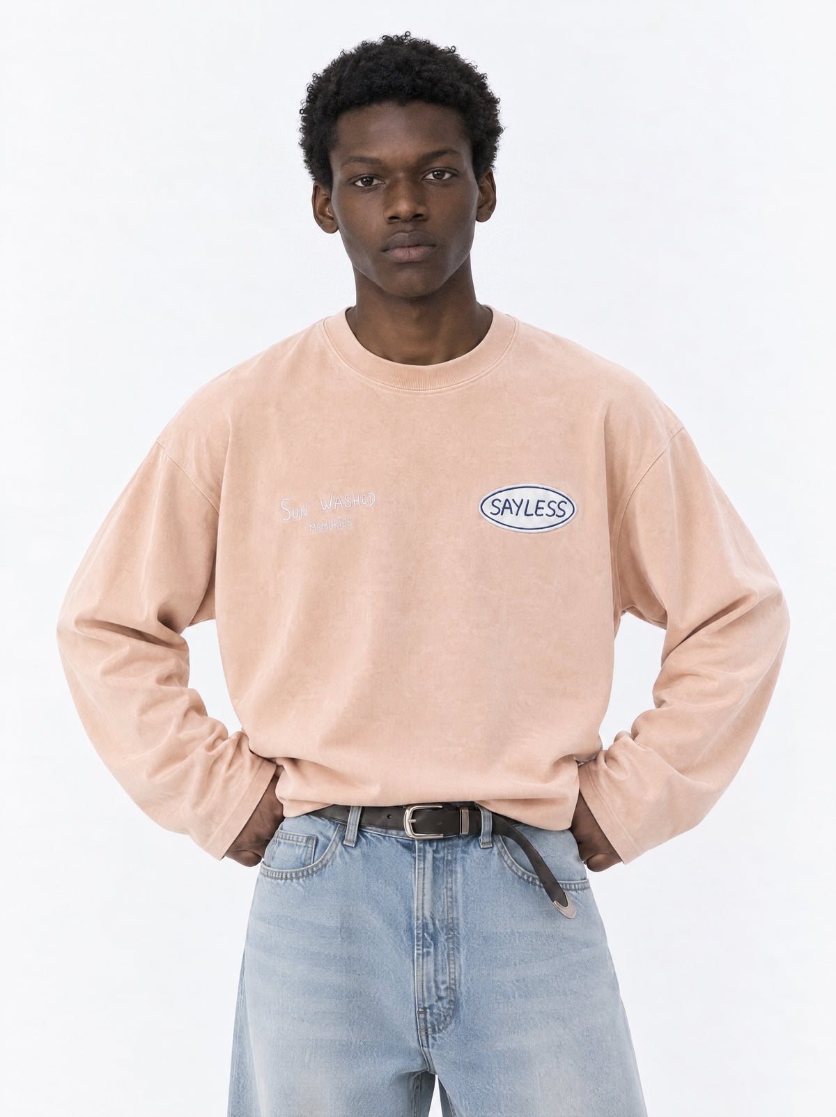 Long sleeve "Is it too early for wine?" - Terracota washed