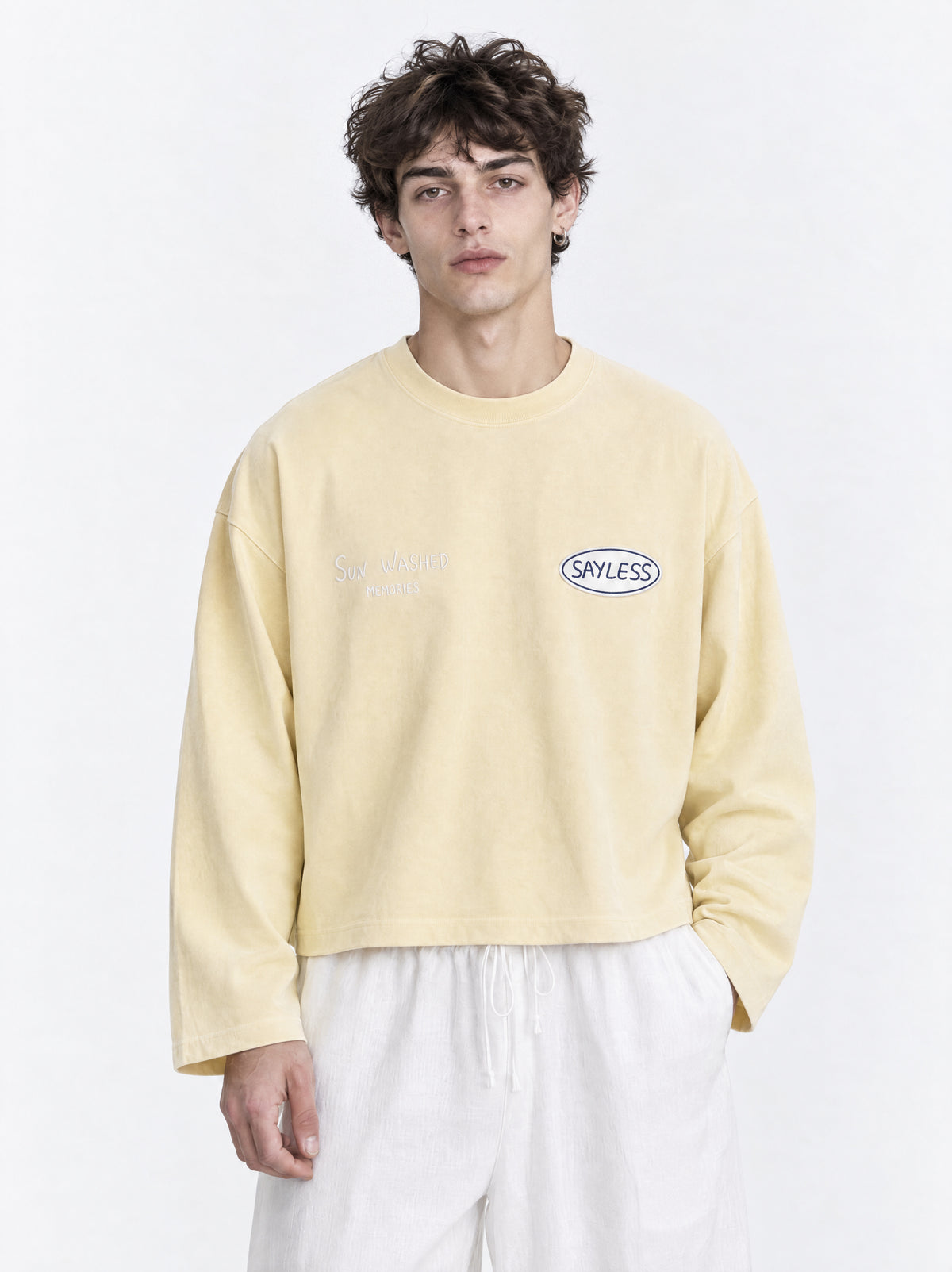 Long sleeve "Is it too early for wine?" - Pale yellow